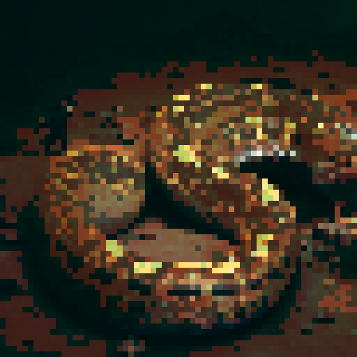 Russell's viper snake, night time, dark background