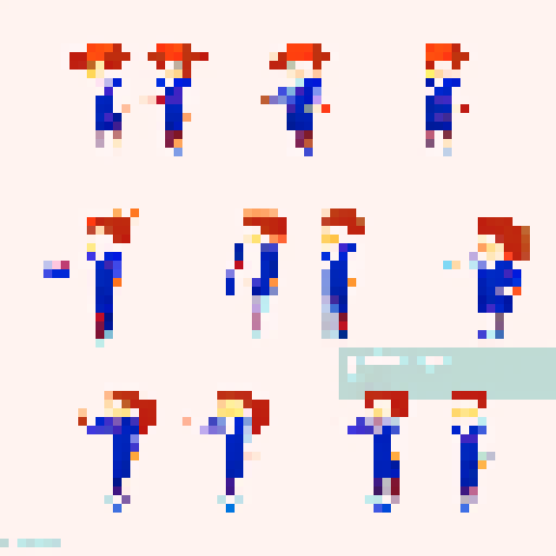 office worker sprite sheet idle,walking,jumping 