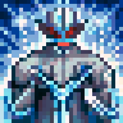 Thalrin Stormcaller, long wild silver hair, piercing blue eyes reflecting mastery over storm magic, blue and white robe with lightning bolt motifs, staff emitting sparks, lightning bolt topper, stormy sky with dark clouds and flashes of lightning, confident, game icon, 32x32 pixel art, sRGB, skill art, close up, portrait