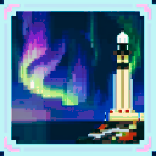 lighthouse, sea, aurora