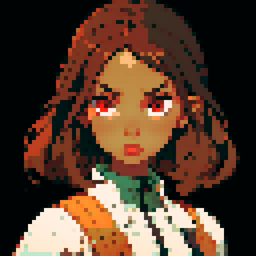 Teenage black girl with light brown hair and red eyes