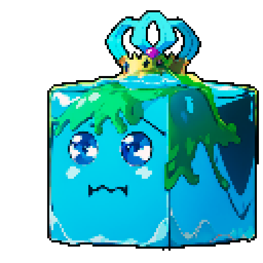 Blue Slime cube, Gelatinous cube, wearing crown
