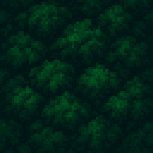 dense forest canopy, dark green treetops, shadowed patches, seamless edges, isometric 2D pixel art tile, 32x32 pixels, sRGB, pixel art