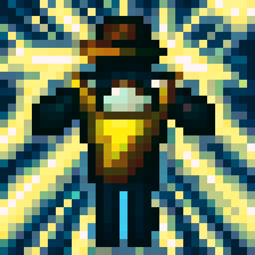 a pixelated platformer character