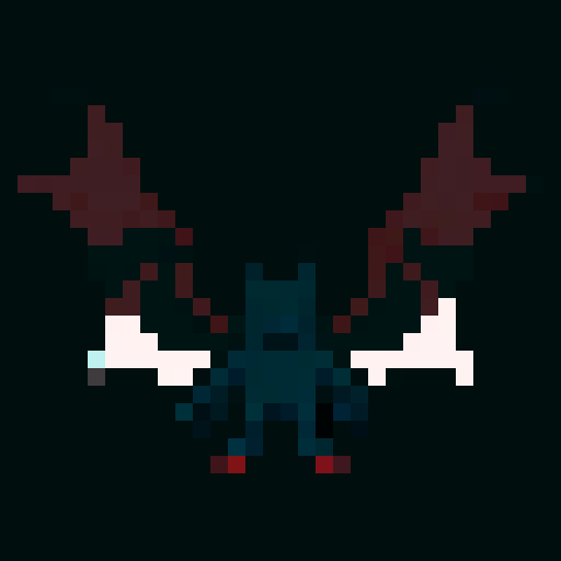 A larger, more menacing shadowy figure with smoky tendrils, large bat-like wings, and piercing red eyes. Its body is mostly hidden in darkness, giving it an ethereal, ghostly appearance. solid white background.

