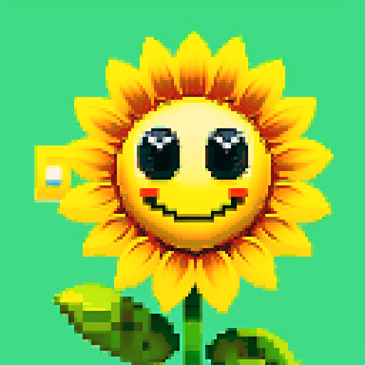 sunflower with smiling face, full height