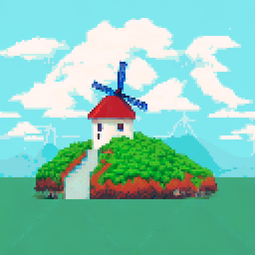 Country side Puerto Rican house with a small electric generating windmill near by