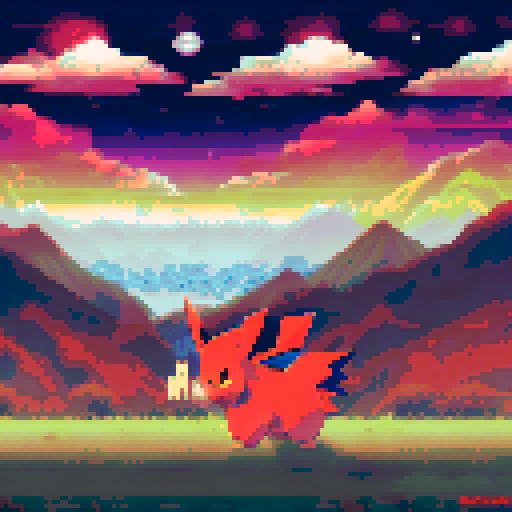 Kanto region of Pokemon, anime, dark and dusky night