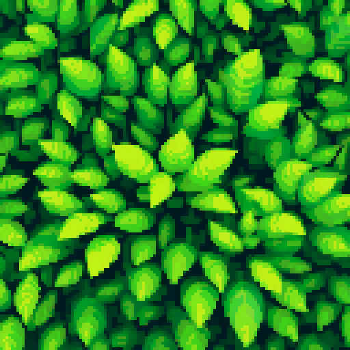 a litter of overlapping green leaves