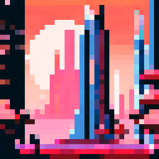 Mars Building with towering, futuristic skyscrapers, bustling pixelated city, ARNE32 palette, otherworldly structures, pixel art details