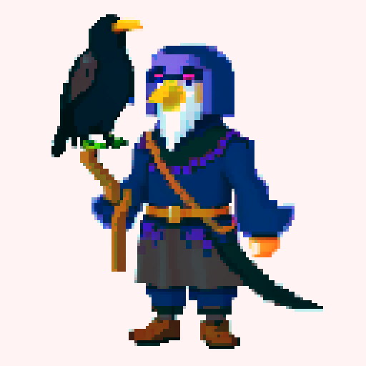 anthropomorphic raven druid (old man)