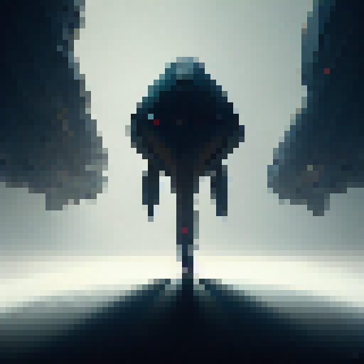 Futuristic, minimalistic, geometric. 

        A sleek, vivid robot with no legs stands tall in shades of gray, emanating a powerful energy through its geometric form in a futuristic world.