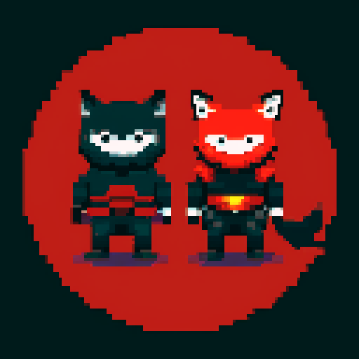 With a background of red and black, two villain faces, one a shark and the other a fox, and their troop ready for war at the bottom of the image.