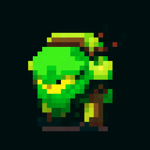 A vigilant guardian made of sturdy wood and roots, with sharp branches and glowing yellow eyes. It has a fierce expression and an imposing stance, dedicated to safeguarding the forest. No background.
