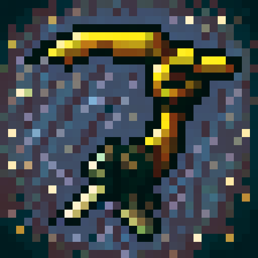 A scythe, with a black and gold color scheme, preferably looks like its almost glowing