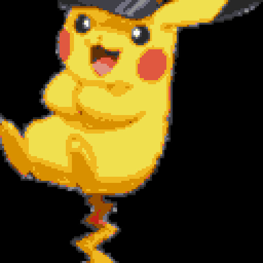 Create a 96x96 pixel image in the style of Pokémon Generation V sprites, featuring Captain Pikachu standing on his tail with arms crossed and a confident smirk. Use classic pixel art techniques with attention to detail, shading, and colors consistent with Gen V aesthetics.