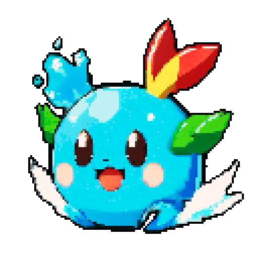 Pokemon style water type starter, no background
