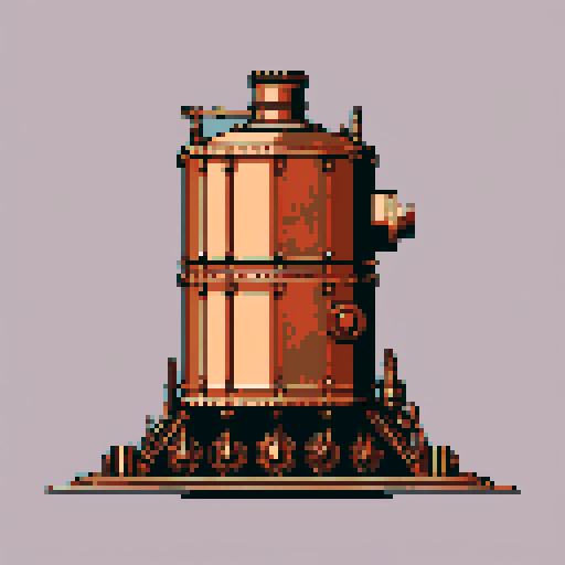 simple, geometrical copper tank treads. Steampunk. It should be seen from the left side with no perspective, on a solid-color background.
