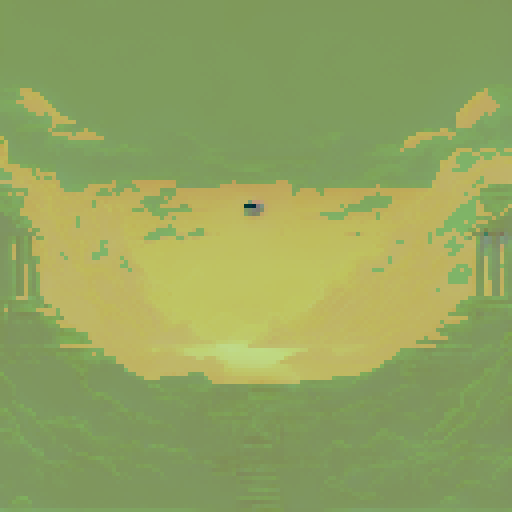 lovecraftian egyptian temple, eerie, towering, ancient, foreboding, ominous, detailed hieroglyphics, haunting shadows, otherworldly creatures, ethereal glow, pixelated, vibrant colors, sRGB, pixel art, immersive background, vast landscape