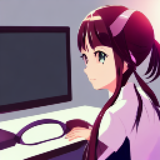 Anime girl hacking a computer