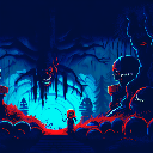 horror entry to indoor playground with toys and a horror and dark theme