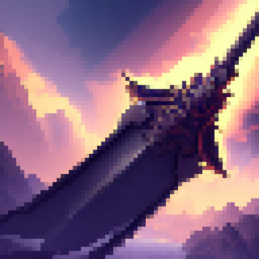 RPG sword, in the style of minecraft