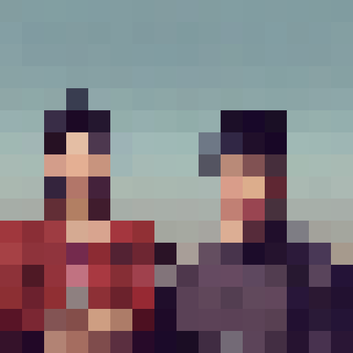 Turn these two Japanese men into 16-bit pixel art