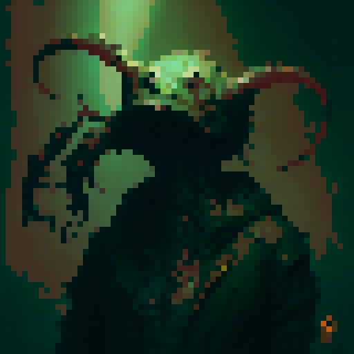 A walking tree golem with a demon face and teeth