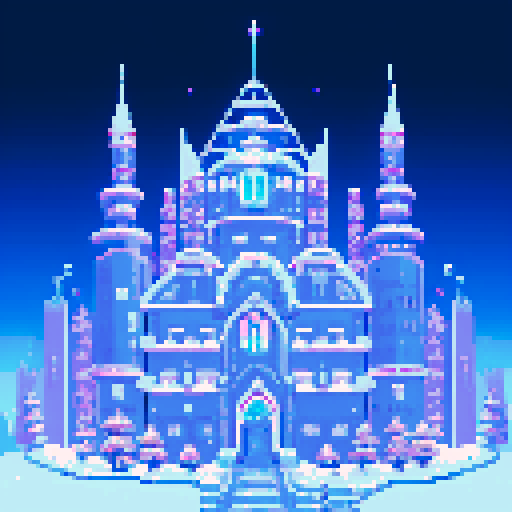 city in the woods, winterfell, futuristic buildings, pixel art, sRGB