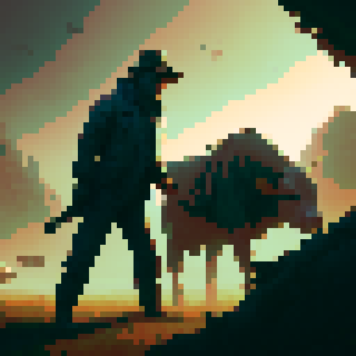 an old Farmer with dirty clothes stand in Farm near cows and goats realistic image