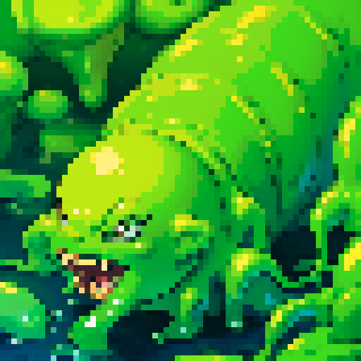 hungry slime, gelatinous slime, slime monster, mouth open, hungry