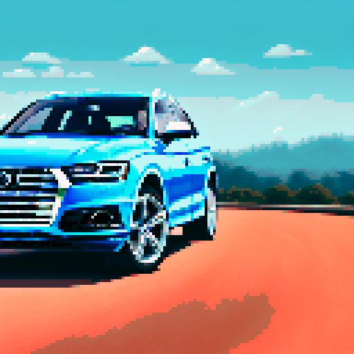 photorealistic Audi Q5, centered, three quarter view, clean background, pixel art, sRGB
