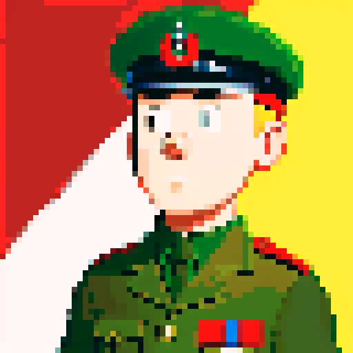 World war 2 British soldier, TinTin style, vibrant colors, bold outlines, pixel art, sRGB