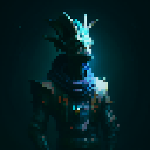 goblin-like kobold with glowing yellow eyes, horns, and scaly dark blue skin, wielding a curved bone dagger, wearing a dark cloak, fantasy RPG, dark and gritty