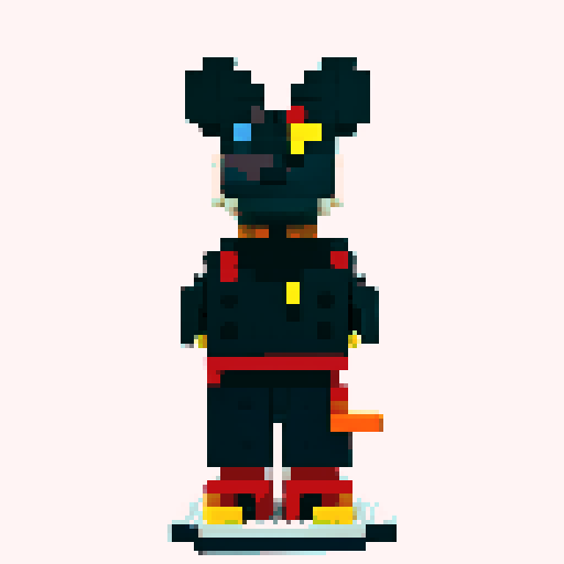 micky mouse, pixelated, LEGO, vibrant colors, blocky, square pixels, retro style, playful, sRGB