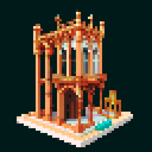 copper flying buttress with mechanical support. White background