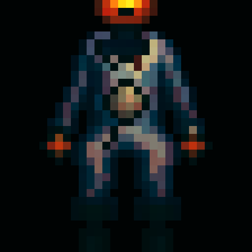 A headless horsemen character. This will be the player character. They have a pumpkin for their head. In some versions it will be without the head and will hold the pumpkin in its hands. But this version the player should have the pumpkin head. Headless horsemen also ride horses but I don't want that for this version.

The head should be clearly visible. The body should be short, with the body being about the same size as the head, maybe smaller, like in Mario games.