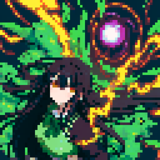 anime girl with long, glowing eyes, flowing hair, dark colors, hovering above the ground in a revealing school uniform, with a 16 bit style that pops against the sRGB color palette
