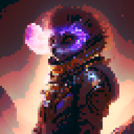 Brave warrior of the sandy desert, adorned in flowing robes and ornate armor, poised to strike with a fierce blade, surrounded by swirling neon sandstorms in a futuristic, cyberpunk art style.