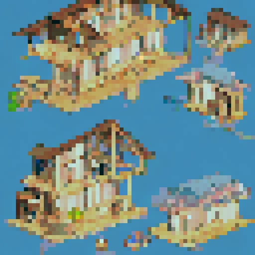 A cartoon of a group of people trying to build a house, but the structure is all crooked and falling apart. One person is holding the blueprints upside down, another is hammering nails into thin air, and another is trying to saw a board with a hammer. In the background, there are piles of wood and tools scattered everywhere. Above the group, write "Our Team at Work!" in big letters.