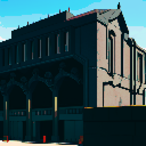 black fortress, military base, black military building backdrop, evil headquarters, skull on building