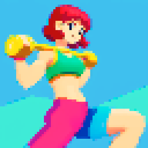 Create a vibrant woman doing gym