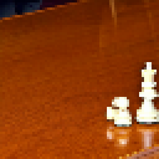 a wooden chess pawn pushing with his arms pushing a surprised chess bishop. pawn does some effort to move the bishop.
