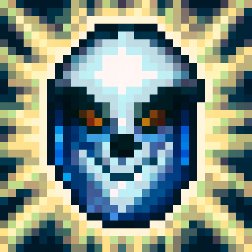White and blue wizard's conical hat, close up, game icon, 32x32 pixel art, sRGB, skill art, portrait