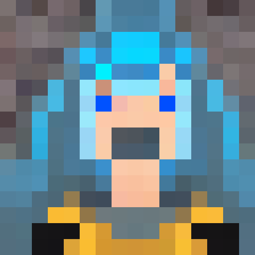 Cyber warrior with a mechanical arm, neon blue hair, and glowing red eyes, hacking into a steam-powered machine in a gritty steampunk world.