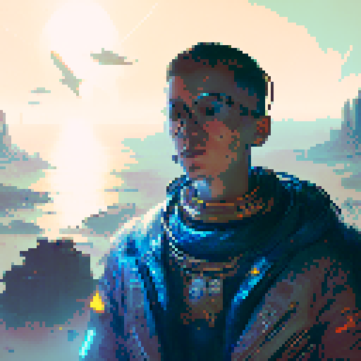 Cyberpunk, neon lights, augmented warrior 