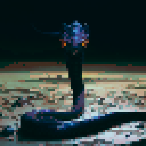 Cobra snake, night time, dark background