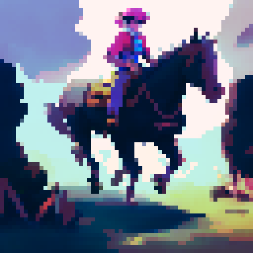 Cowboy horse race, horses have numbers,