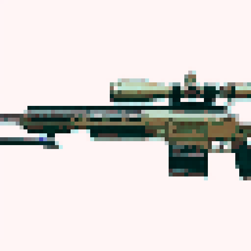 Pixel art sniper gun with transparent background for video game