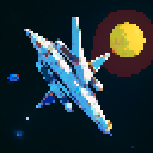 a  pure 2d sprite for a space game. a top down view of a triangular spaceship all by itself  ,style of the 80s. The spaceship should not have any shadows.